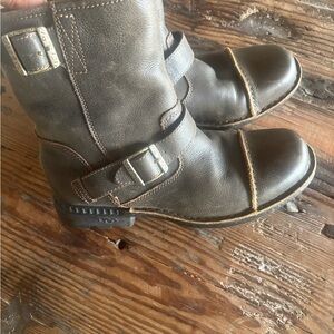 UGG Dark Brown Leather Buckle Boots